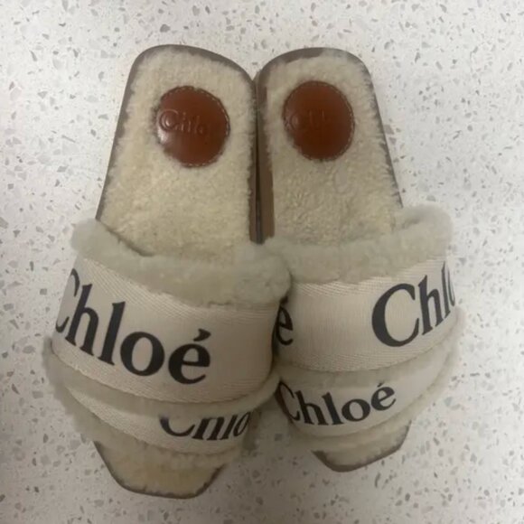 Worn Once Chloe shearling slides - Picture 1 of 4